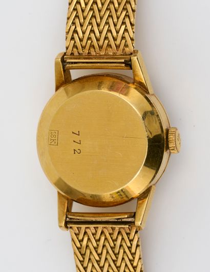 Montre ESKA. About 1950
Ladies' wristwatch, case and bracelet in 18K yellow gold...