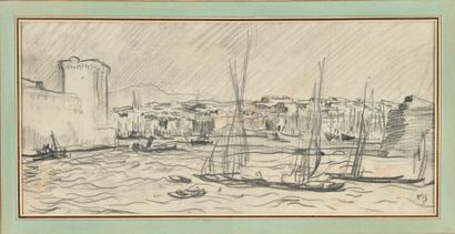 Michel SIMONIDY Michel SIMONIDY (1870-1933)- Entrée du port de Marseille - Dessin...