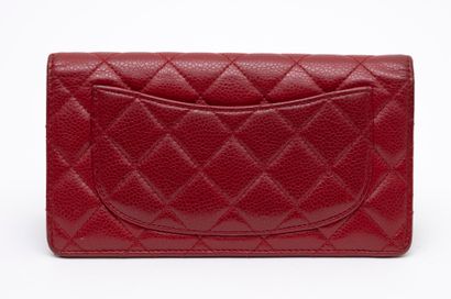 Chanel CHANEL Paris porte-carte porte-monnaie en veau grainé rouge – Intérieur en...