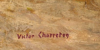 Victor CHARRETON Victor CHARRETON (1864-1936) - Houses - Oil on cardboard signed...