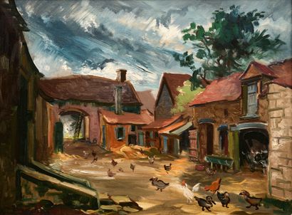 Auguste CLERGE Auguste CLERGE (1891-1963) - Farmyard in Beauce - Oil on canvas signed...