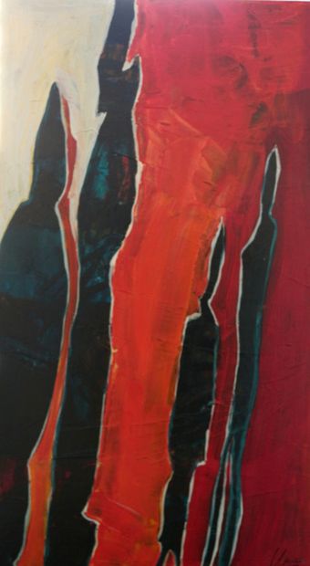 Claire PARIS Silhouettes - Acrylic on wood - Signed - 80 x 40 cm