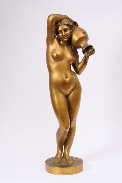 null Alexandre FALGUIERE (1831-1900) - La Source (c.1890) - Bronze doré- Hauteur...