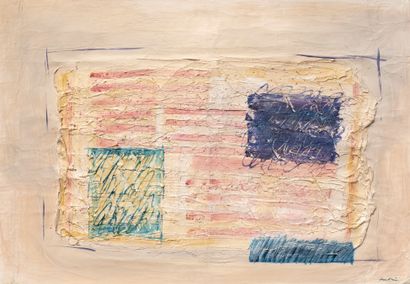 null Jean FAUTRIER (1898-1964)- Construction- Huile et pigment sur papier marouflé...