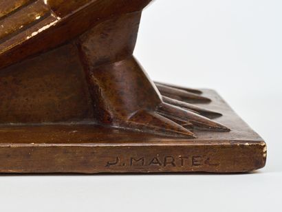 null J.J. MARTEL (1896 - 1966) - Pigeon à queue plate - Sculpture composite patinée...
