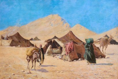 Jules TAUPIN Jules TAUPIN (1863-1932) - Scène de campement - Oil on canvas - 63 x...