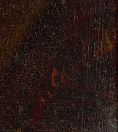J. CARLOS J. CARLOS (Orientalist school) - Femme s'essuyant - Oil on panel signed...