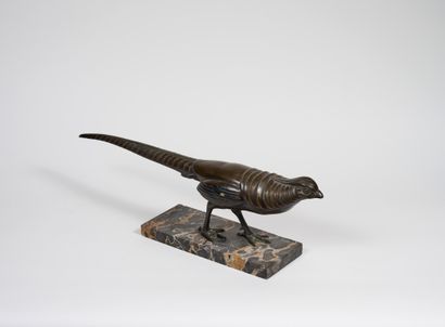 Ecole Animalère Ecole Animalère - Bird - Bronze on marble base - 13 x 48.5 x 8 cm...