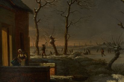 Henri VOORDECKER Henri VOORDECKER (1779-1861) - Paysage nordique animé - Huile sur...