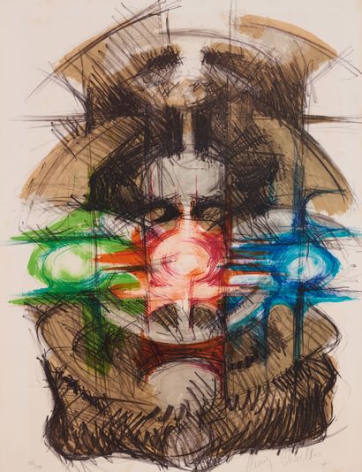 Alain CHAILLEZ Alain CHAILLEZ (XXème siècle) - Composition - Lithographie couleurs...