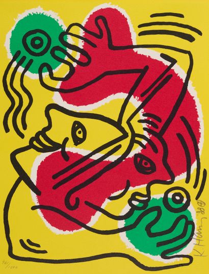 Keith HARING Keith HARING (1958-1990) - International Volunteer Day, 1988 - Lithographie...