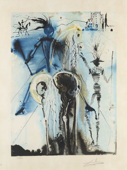 Salvador DALI Salvador DALI (1904-1989) - Don quichotte - Lithographie en couleurs...