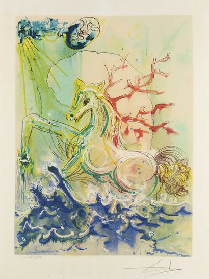 Salvador DALI Salvador DALI (1904-1989) - Cheval corail - Lithographie en couleurs...