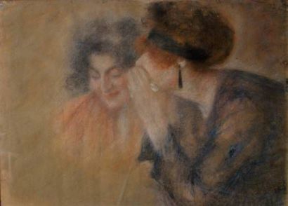 Lucien Levy-Dhurmer (1865-1953) Confidence Pastel signé en bas à droite 78,5 x 56...