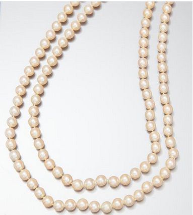 null Collier de perles Akoya double rangs Fermoir or Pearl necklace - Akoya pearls...