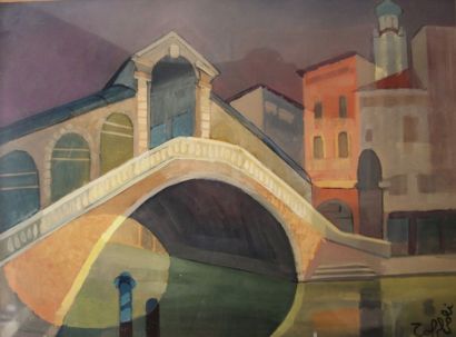 Louis TOFFOLI (1907-1999) Venise Gouache Signé en bas droite 54 x 73 cm Louis TOFFOLI...