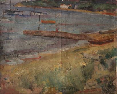 Sergej Alexandrov MAKO (1885- 1953) Marine Huile sur toile Signée en bas à gauche...