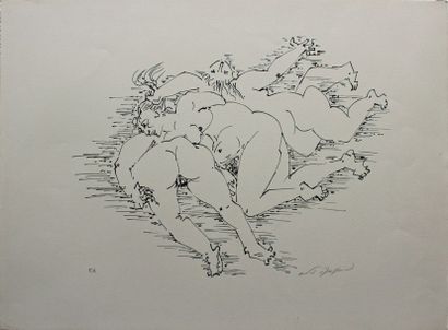 André MASSON (1896-1987) Erotisme féminin Lithographie signée en bas à droite au...