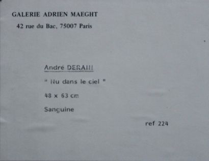 André DERAIN (1880-1954) Nu dans le Ciel Sanguine 48 x63 cm Etiquette Galerie Adrien...