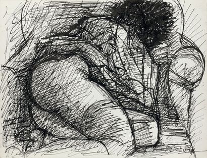 Marcel GROMAIRE (1892-1971) Nu au fauteuil, dessin signé en bas à droite, 33 x 25,2...