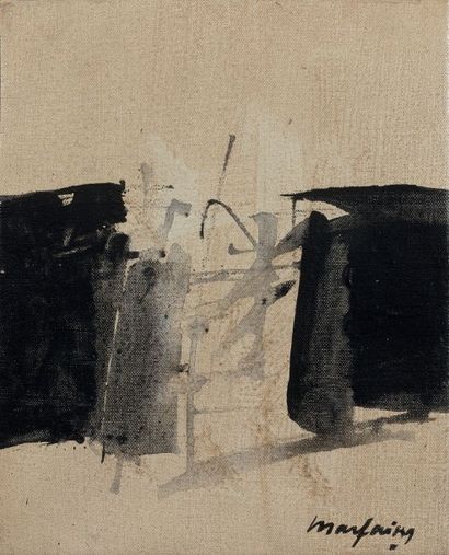 André MARFAING (1925-1987) Composition, acrylique sur toile, signée en bas à droite,...