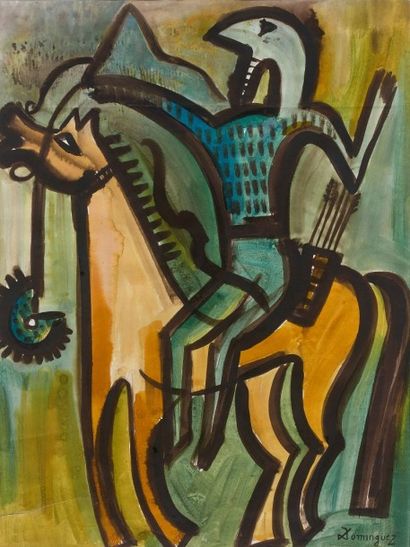 Oscar Dominguez (1906-1957) Le Cavalier,
Aquarelle signée en bas à droite,
65 x 50...