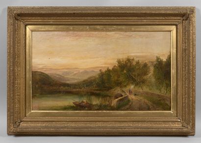 George COLE (1810-1883) Paysage animé
Huile sur toile signée en bas à gauche
48 x...