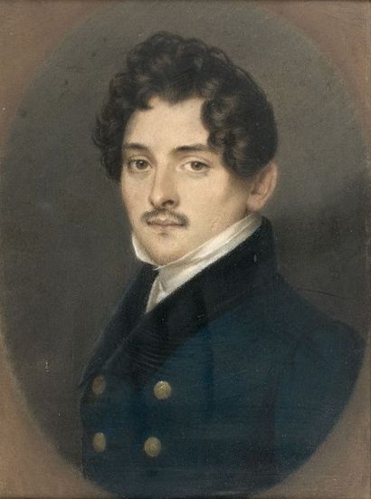 ECOLE FRANCAISE DU XIXème siècle Portrait d'homme à la moustache
Pastel non signé
18,5...
