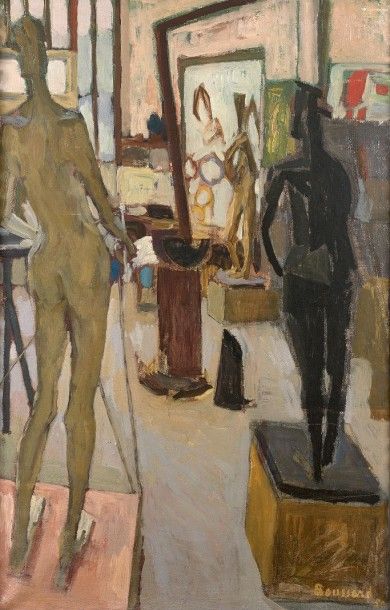 Jacques BOUSSARD (1915-1989) *Dans l'atelier de Germaine Richier, 1950
Huile sur...