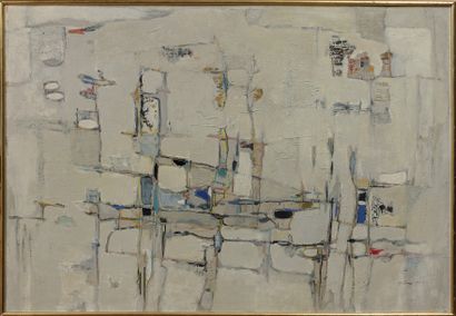 Abdelkader GUERMAZ (1919-1996) Composition 
 Huile sur isorel 
 64 x 93 cm

Abdelkader...
