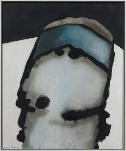Pierre DIMITRIENKO (1925-1974) Petit fusillé bleu, 1968 
 Huile sur toile signée...