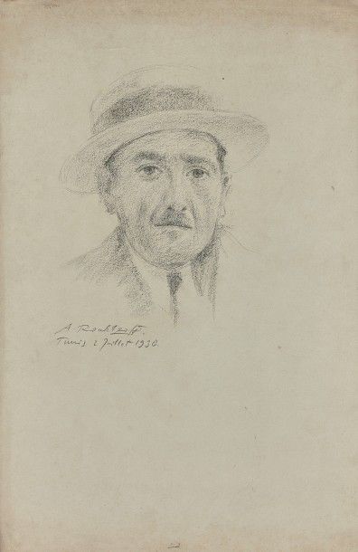 Alexandre ROUBTZOFF (1884-1949) Portrait 
 Dessin au crayon signé et daté 2 juilllet...