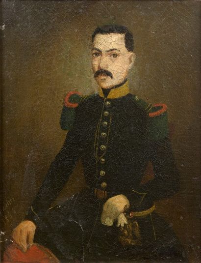 null ECOLE FRANCAISE XIXème siècle - Portrait d'officier - Huile sur toile non signée...