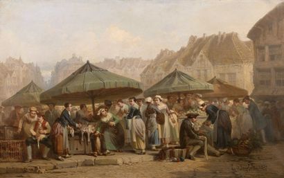 Léonard SAURFELT (c.1840-?) - Scène de marché...