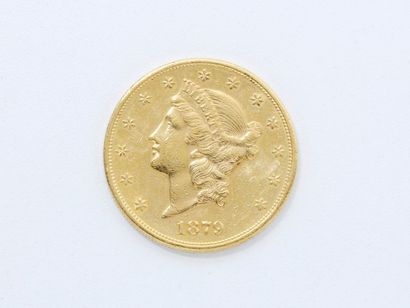 null Pièce de 20 dollars américain en or 750 millièmes, datée 1879.Poids: 33.40 g....