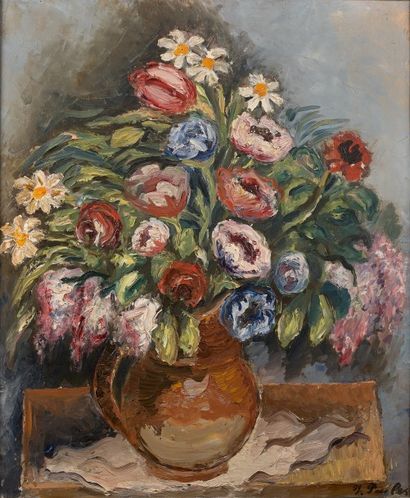 Isaac PAILES (1895-1978) Bouquet fleuri - Huile sur toile signée en bas à droite...