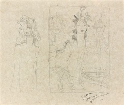 Jean Gabriel DOMERGUE (1889-1962) Etude de jeunes femmes crayon signé en bas à droite...