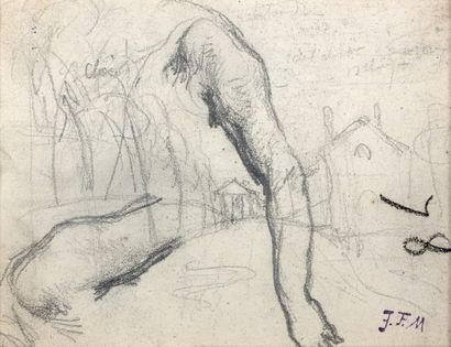 Jean François MILLET (1814-1975) Etude de bras, croquis double face, 12 x 9 cm -...