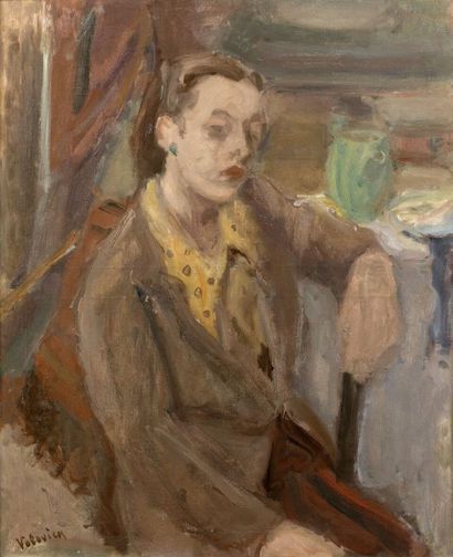 Lazare VOLOVICK ( 1902-1977) Femme assise, huile sur toile signée en bas à gauche...