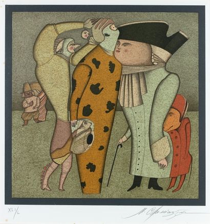 Mikhail CHEMIAKIN (né en 1943) Carnaval- Lithographie signée au crayon en bas à droite,...