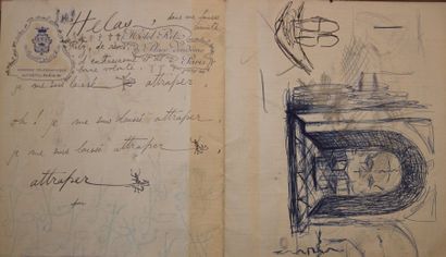 Salvador DALI (1904-1989) Etude pour les crânes de Zurbaran - Dessin au stylo à bille...