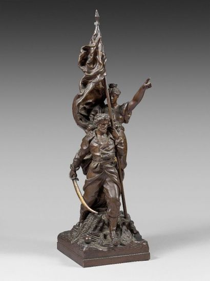 Gustave DORE (1832-1883) - La défense nationale- Bronze signé - H.59,5 cm