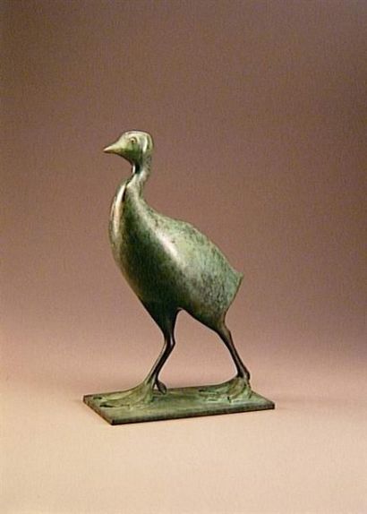 François POMPON (1855-1933) Foulque,1930 - Bronze à patine verte nuancée. Fonte postérieure...