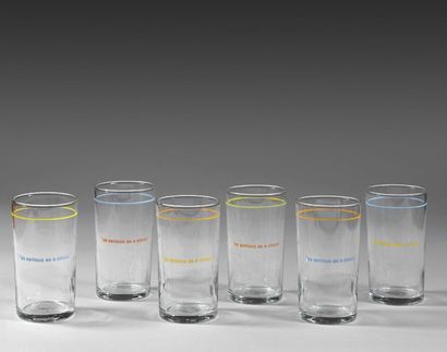 LOUISE LAWLER (NEE EN 1947) 6 verres, 1987 signés collection " as a serious as a...
