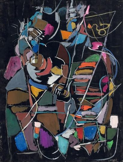 André LANSKOY (1902-1976) Composition - Aquarelle signée en bas à droite, numérotée...
