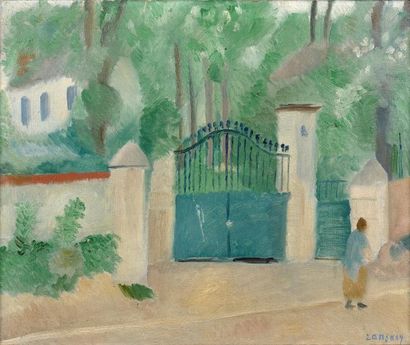 André LANSKOY (1902-1976) La villa au portail fermé- Huile sur toile signée en bas...