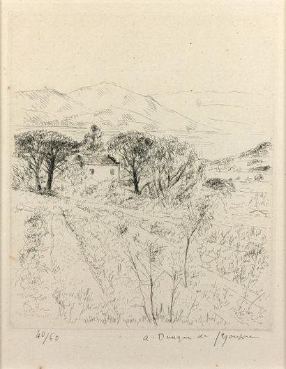 ANDRÉ DUNOYER DE SEGONZAC (1884 - 1974) ,La maison blanche, vers 1930 - Gravure sur...