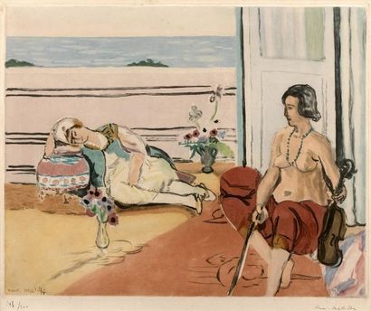Henri MATISSE, d'après (1869 - 1954) Odalisque à la terrasse, 1922 - Aquatinte en...