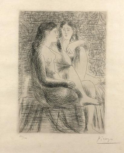 PABLO PICASSO (1881 - 1973) Deux nus assis - Eau forte signée au crayon dans la marge...