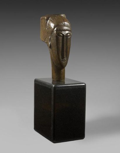 Amedeo MODIGLIANI (1884-1920) - Tête de jeune fille à la frange -Sculpture en bronze...